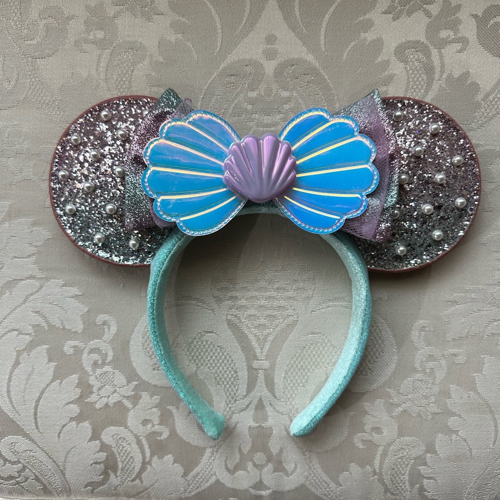 Disney Parks Ariel Little Mermaid Seashell Pearl Minnie Ears Headband 2023